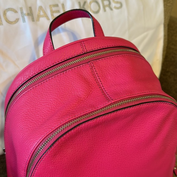 💖 Michael Kors Rhea Zip Large Studded Leather Backpack - Raspberry 💖 - Picture 2 of 9